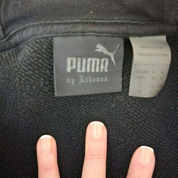 Fenty Puma By Rihanna Rising Sun Lace-Up Crop Hoodie Sweatshirt Womens L Black - Picture 8 of 12